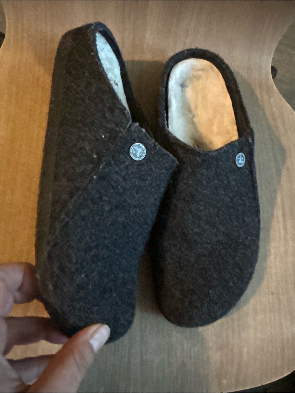 Birkenstock woman’s Charcoal Gray Wool Slip-On Clogs